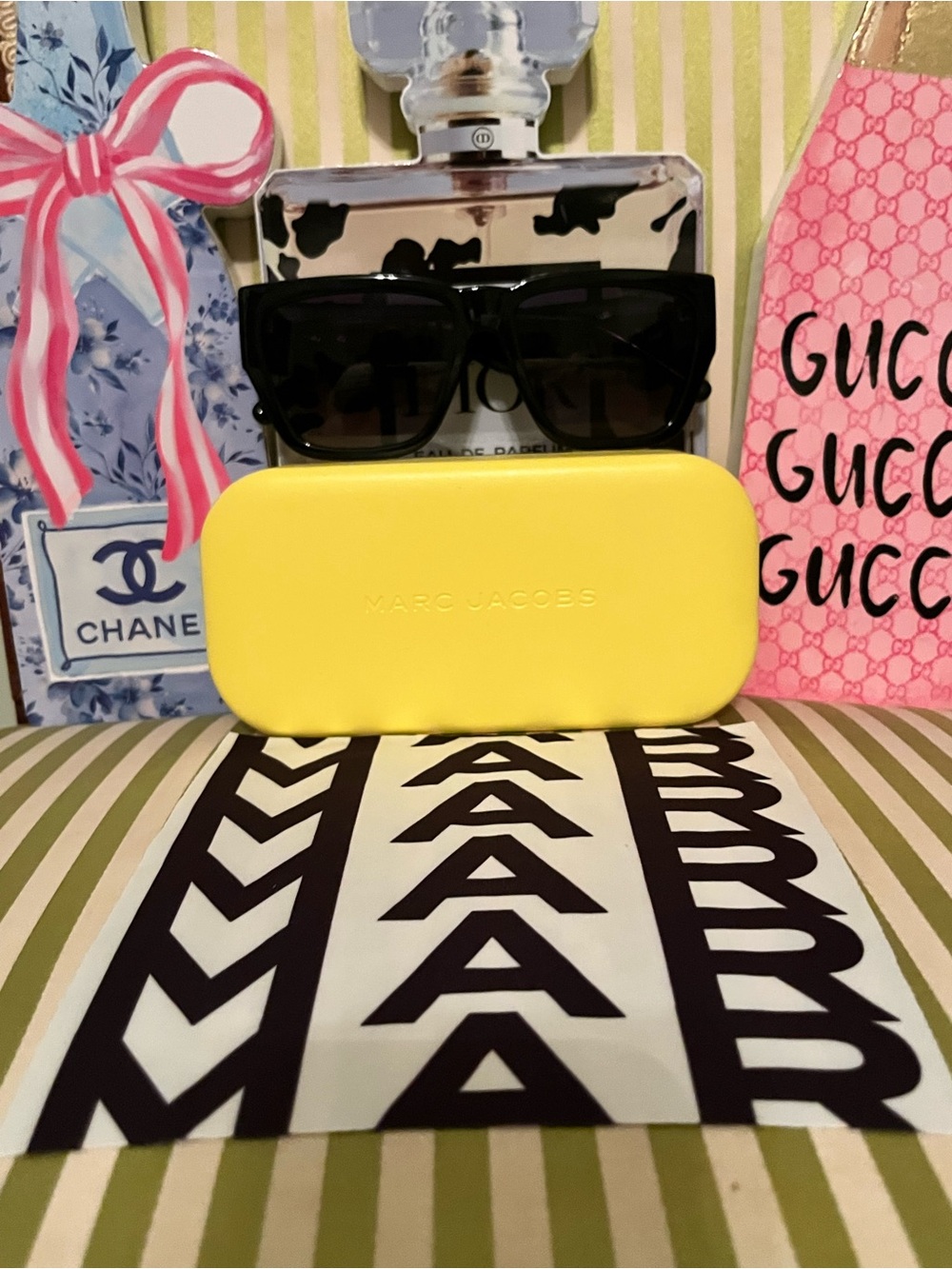 Marc Jacobs Yellow Sunglasses Case with Black Sunglasses